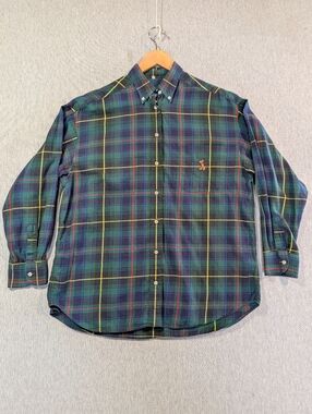 Donaldson Walt Disney Pluto Plaid Shirt Women's 42-(Large) Green Blue